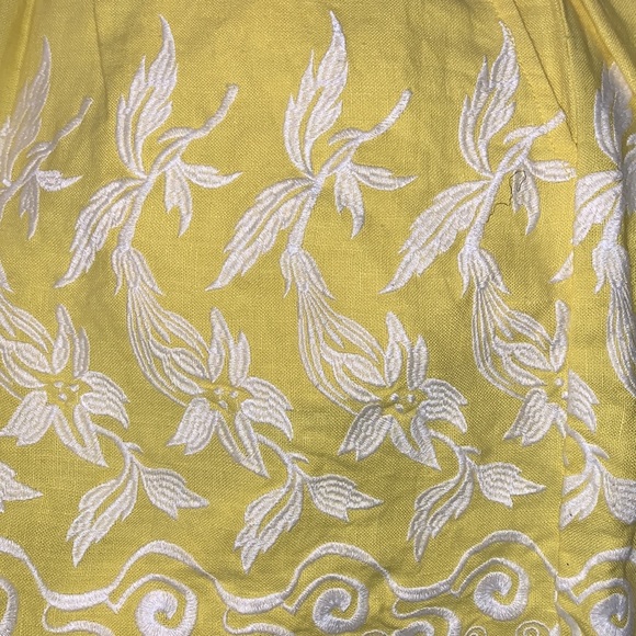 Anthro Place Nationale Yellow Linen Embroidered Shorts L
